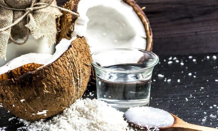 various coconut and coconut oil products on a table